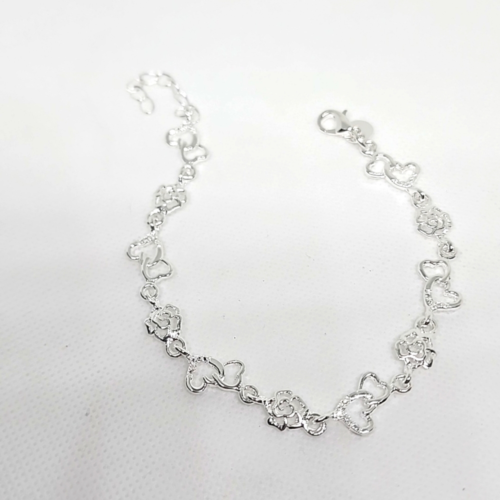 925 Sterling 💖 Silver Heart ❤️ 💙 bracelet